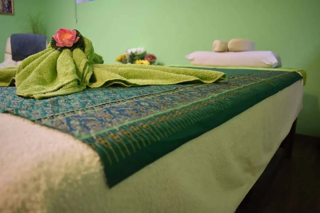 Massage table in our studio